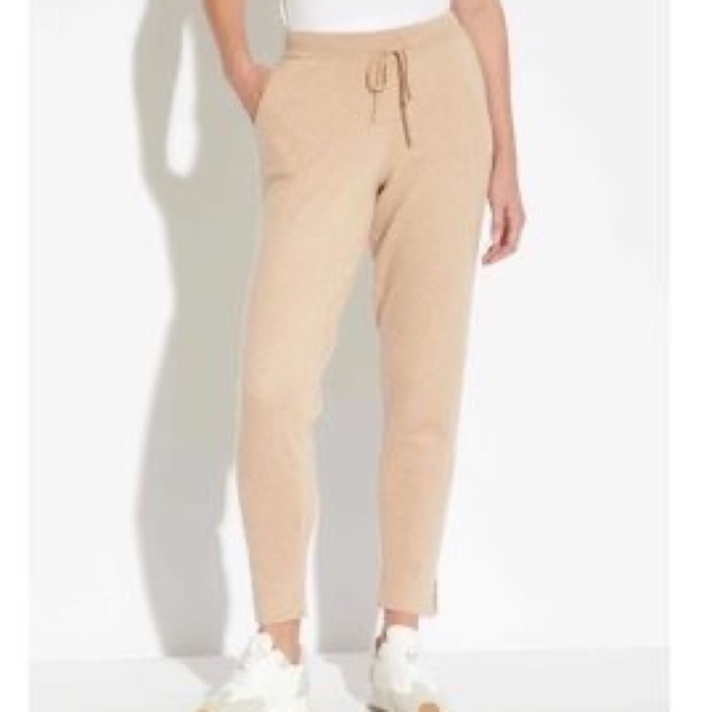 Anthropologie Magaschoni Joggers Elastic Drawstring Waist Soft Tan Size Small